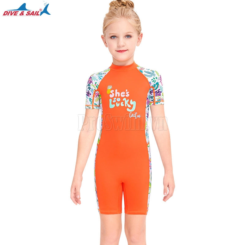 Đồ Bơi Trẻ Em Gái DS12 Cộc Tay Liền Thân