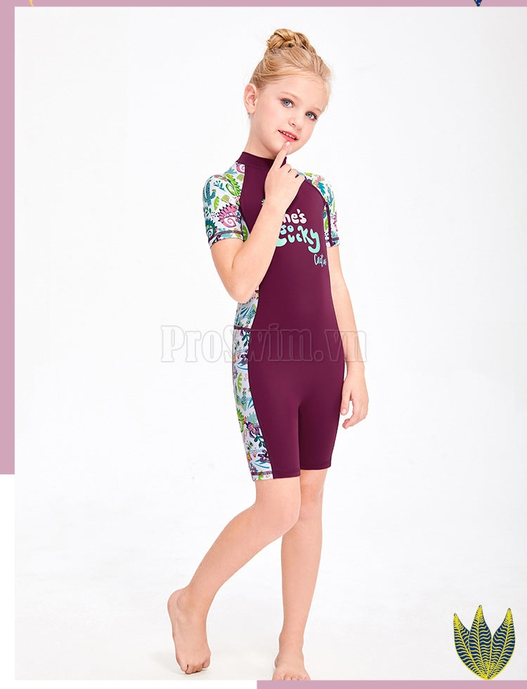 Đồ Bơi Trẻ Em Gái DS12 Cộc Tay Liền Thân