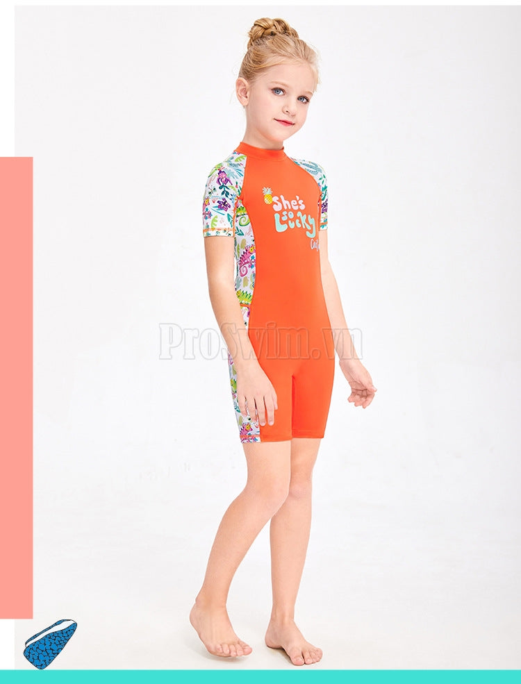 Đồ Bơi Trẻ Em Gái DS12 Cộc Tay Liền Thân