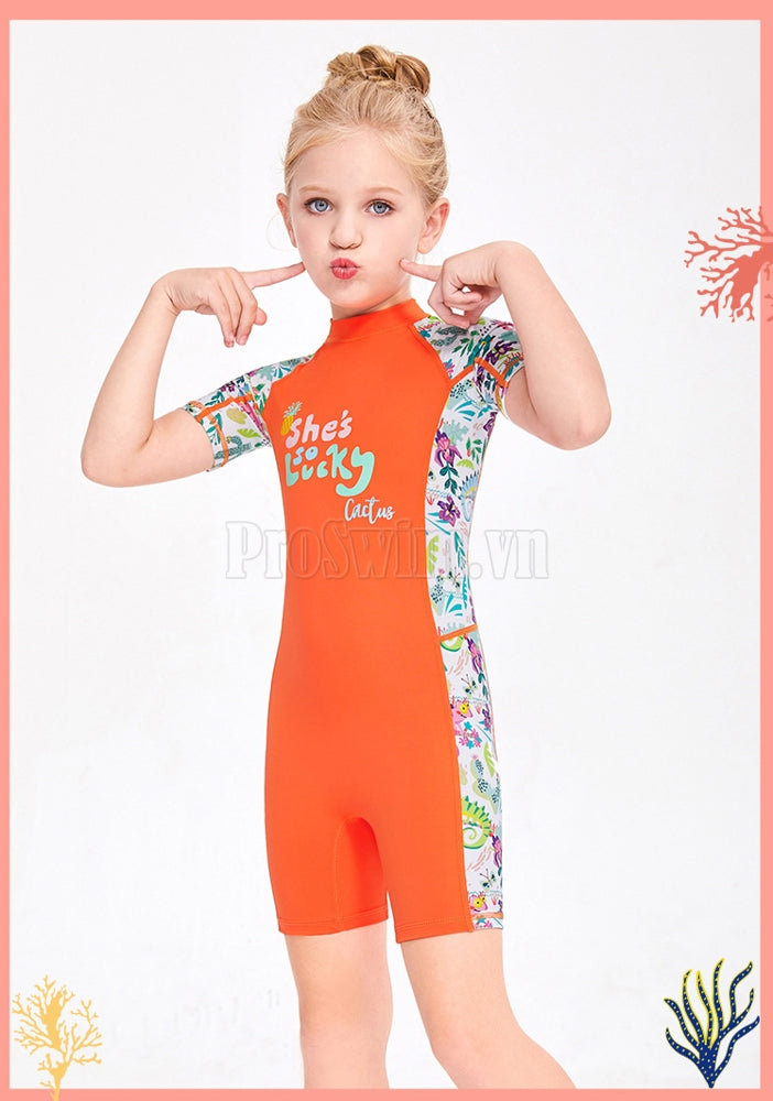 Đồ Bơi Trẻ Em Gái DS12 Dài Tay Liền Thân