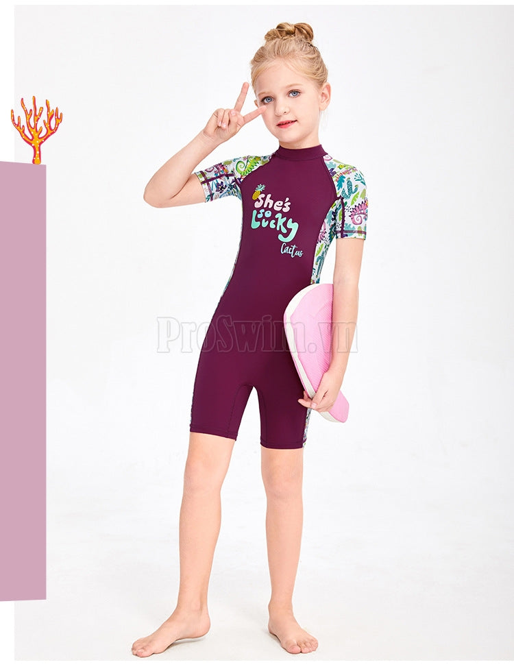 Đồ Bơi Trẻ Em Gái DS12 Cộc Tay Liền Thân