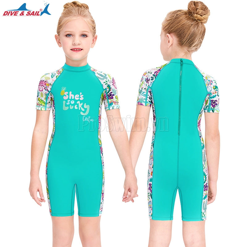 Đồ Bơi Trẻ Em Gái DS12 Cộc Tay Liền Thân