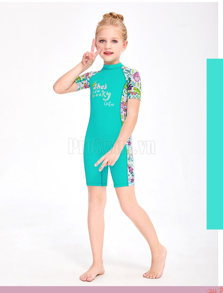 Đồ Bơi Trẻ Em Gái DS12 Cộc Tay Liền Thân