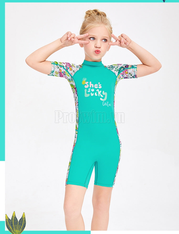 Đồ Bơi Trẻ Em Gái DS12 Cộc Tay Liền Thân