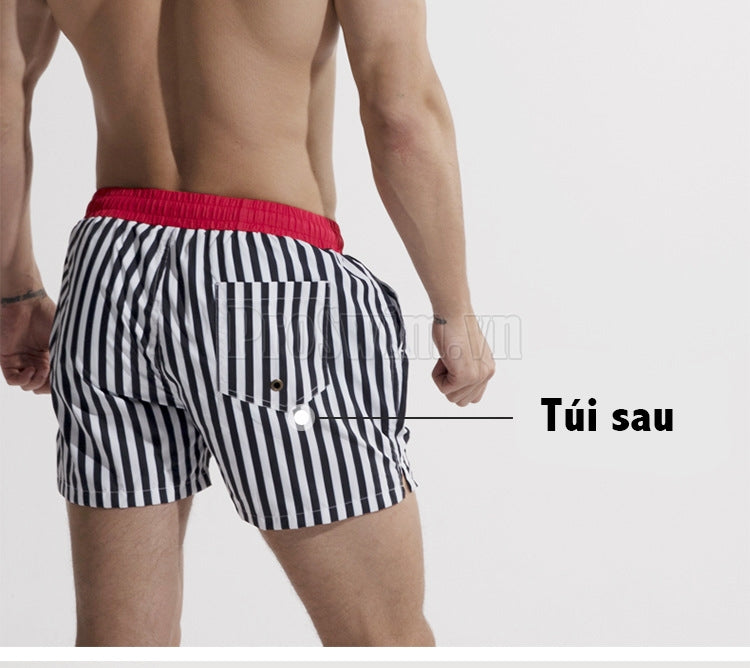 Quần Bơi Nam Đi Biển Desmiit Sọc Cạp Đỏ