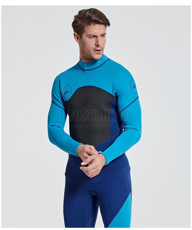 Bộ Lặn Nam Giữ Nhiệt Dày Wetsuit 3mm Sbart Xanh