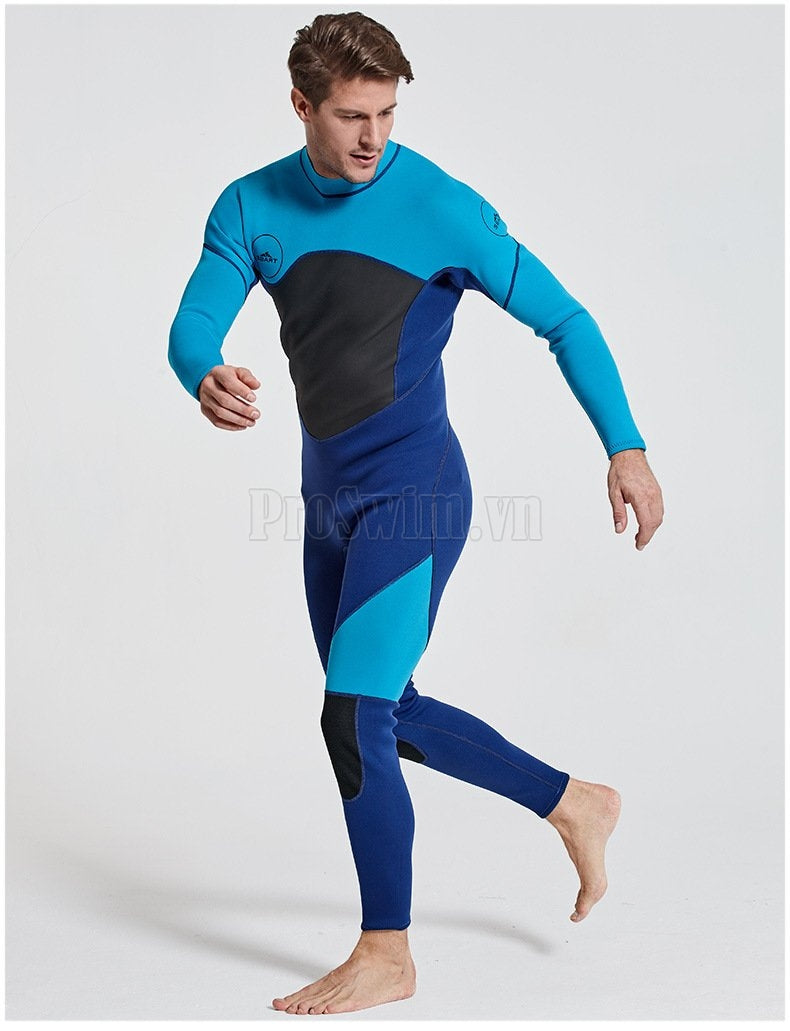 Bộ Lặn Nam Giữ Nhiệt Dày Wetsuit 3mm Sbart Xanh