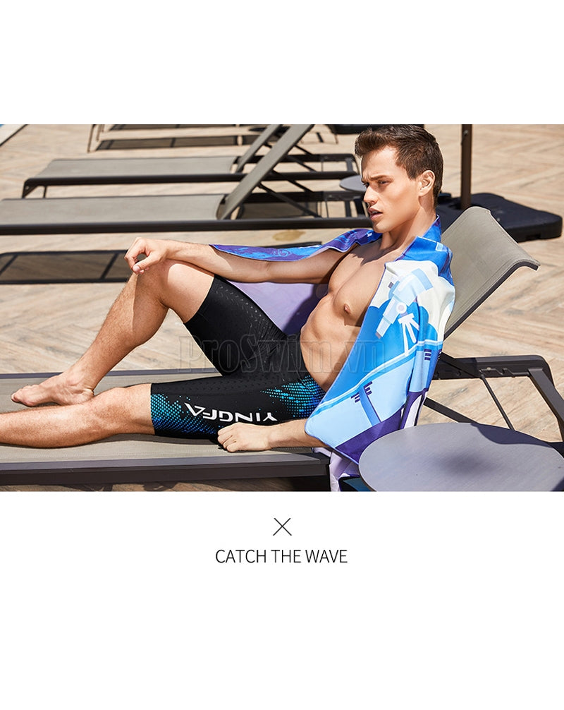 Quần Bơi Yingfa Cho Nam Dạng Lửng 3823 Đen Xanh