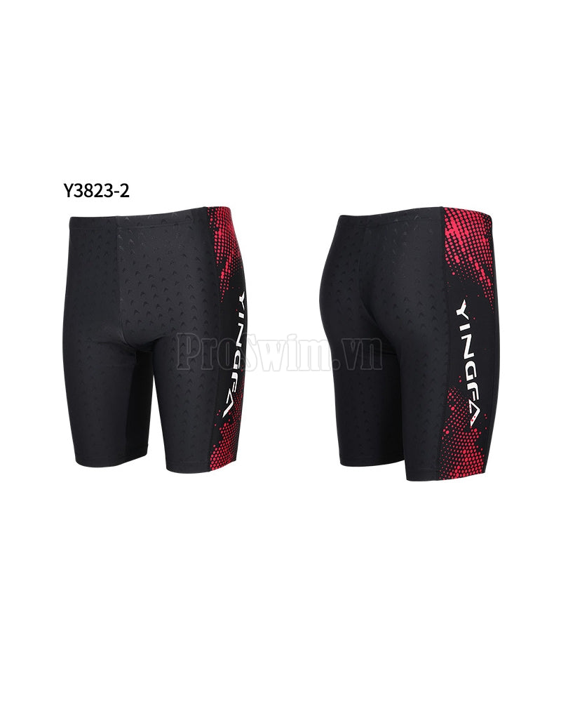Quần Bơi Nam Yingfa Tới Gối 3823 Đen Đỏ