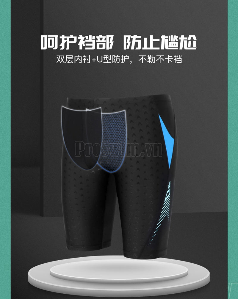 Quần Bơi Yingfa Cho Nam Dạng Lửng 3947 Đen Xanh