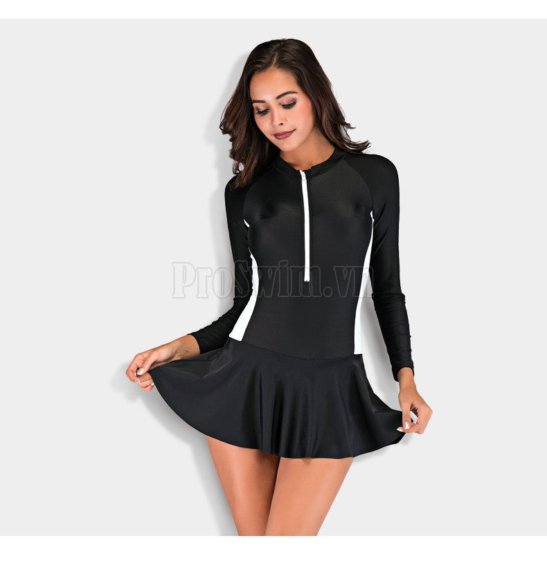 Đồ Bơi Nữ Liền Thân Dài Tay Quần Váy Chống Nắng Chống UV Sbart