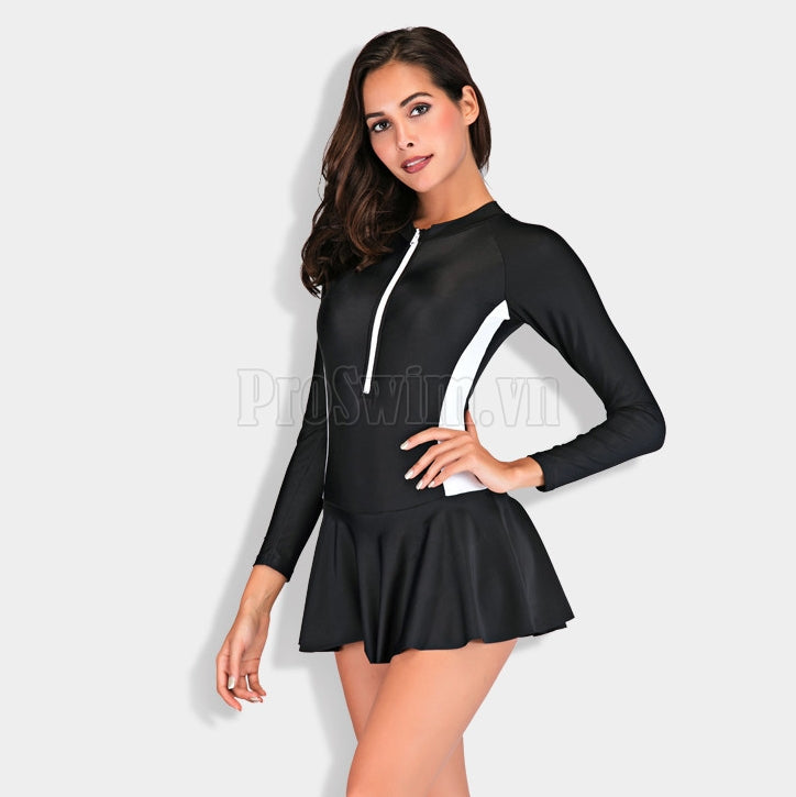 Đồ Bơi Nữ Liền Thân Dài Tay Quần Váy Chống Nắng Chống UV Sbart