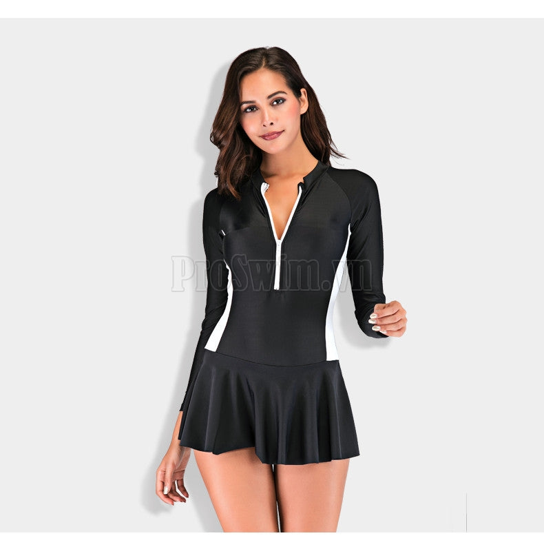 Đồ Bơi Nữ Liền Thân Dài Tay Quần Váy Chống Nắng Chống UV Sbart