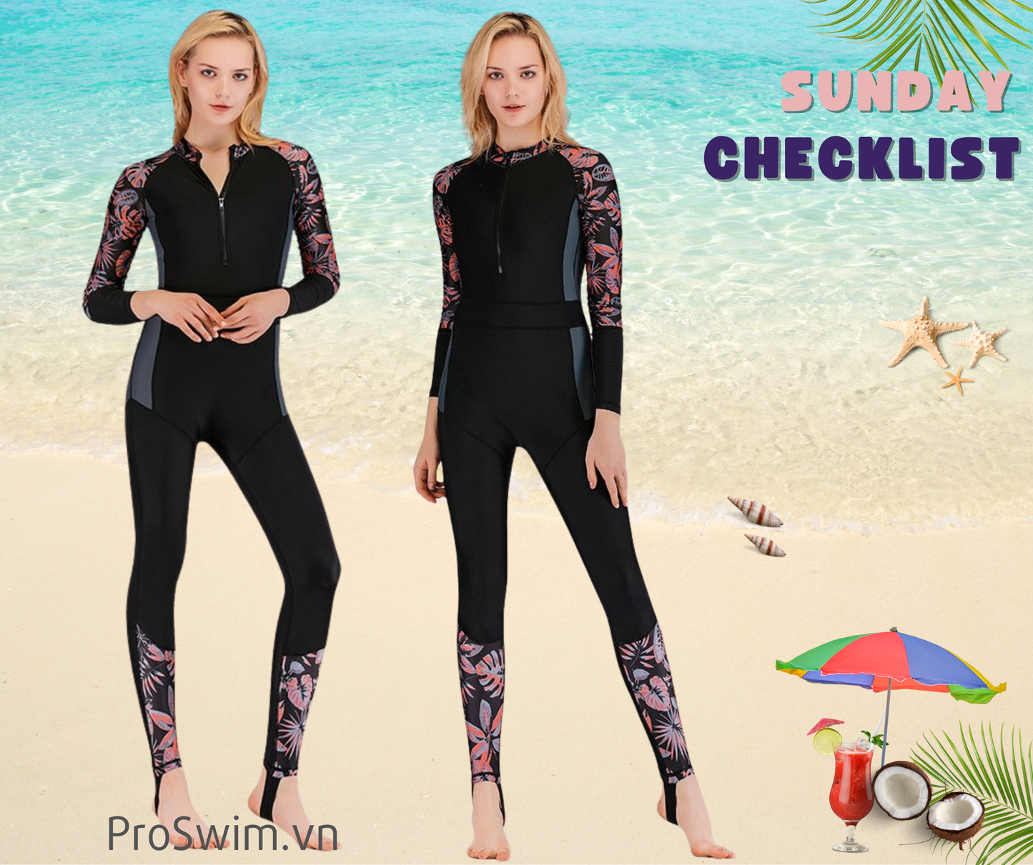 Bộ Bơi Nữ Liền Thân Dài Tay Sbart Chống Nắng Chống UV S1334 – Cam - ProSwim.vn