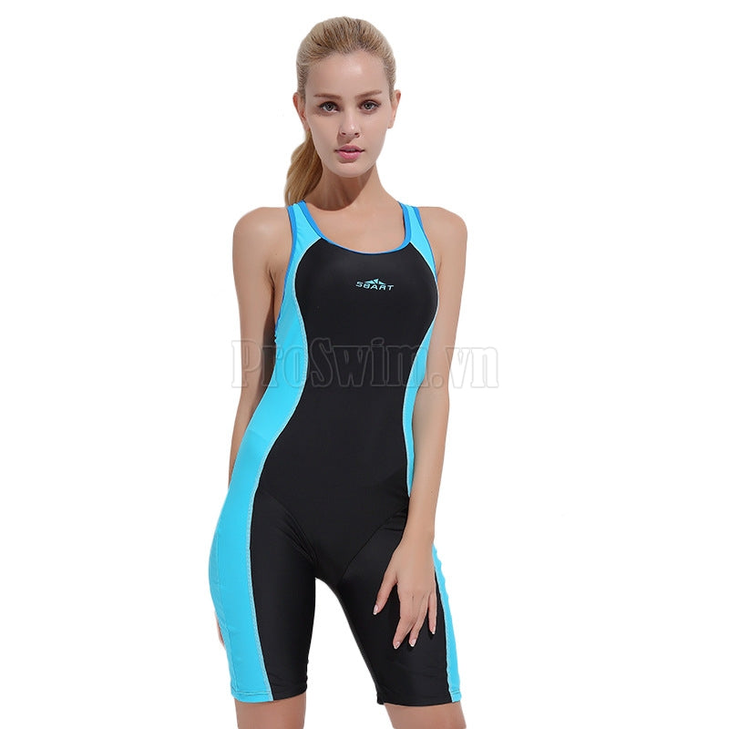 Bộ Đồ Bơi Nữ Liền Thân Khoét Nách Dài Tới Đùi - Xanh Ngọc - ProSwim.vn
