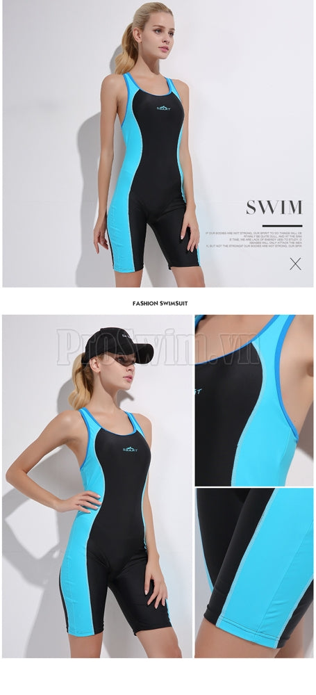 Bộ Đồ Bơi Nữ Liền Thân Khoét Nách Dài Tới Đùi - Xanh Ngọc - ProSwim.vn