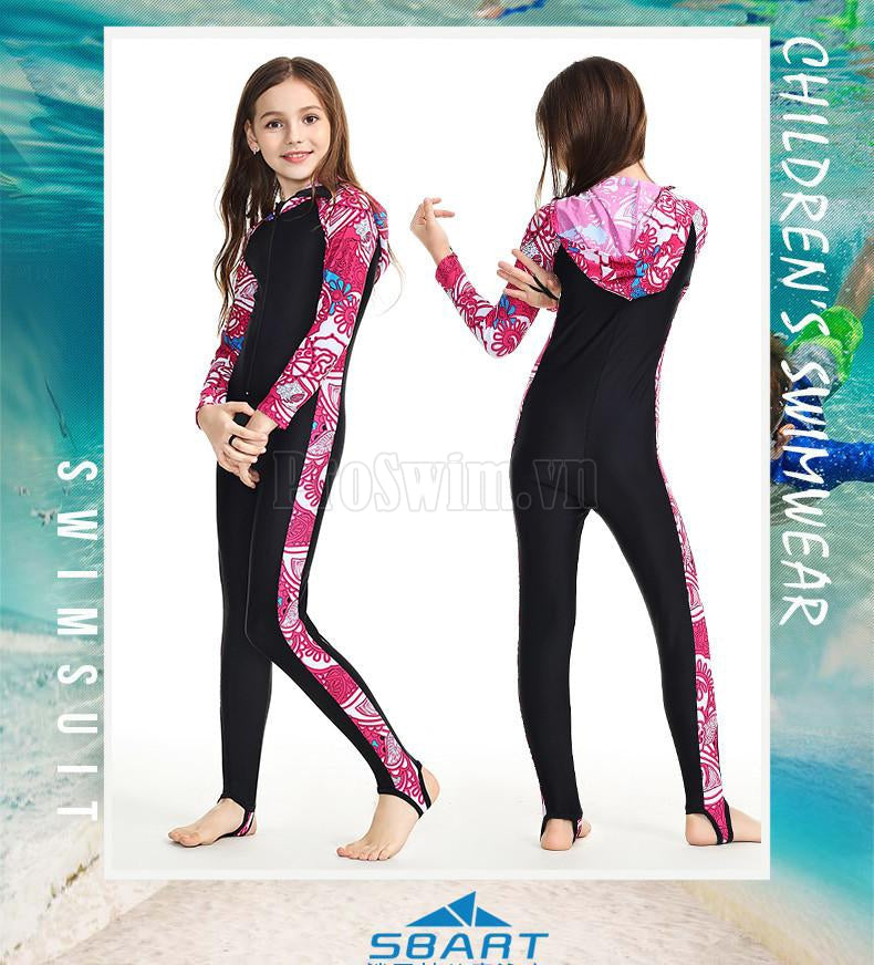 Bộ Bơi Liền Trẻ Em Có Mũ Sbart 1011 Hồng - ProSwim.vn