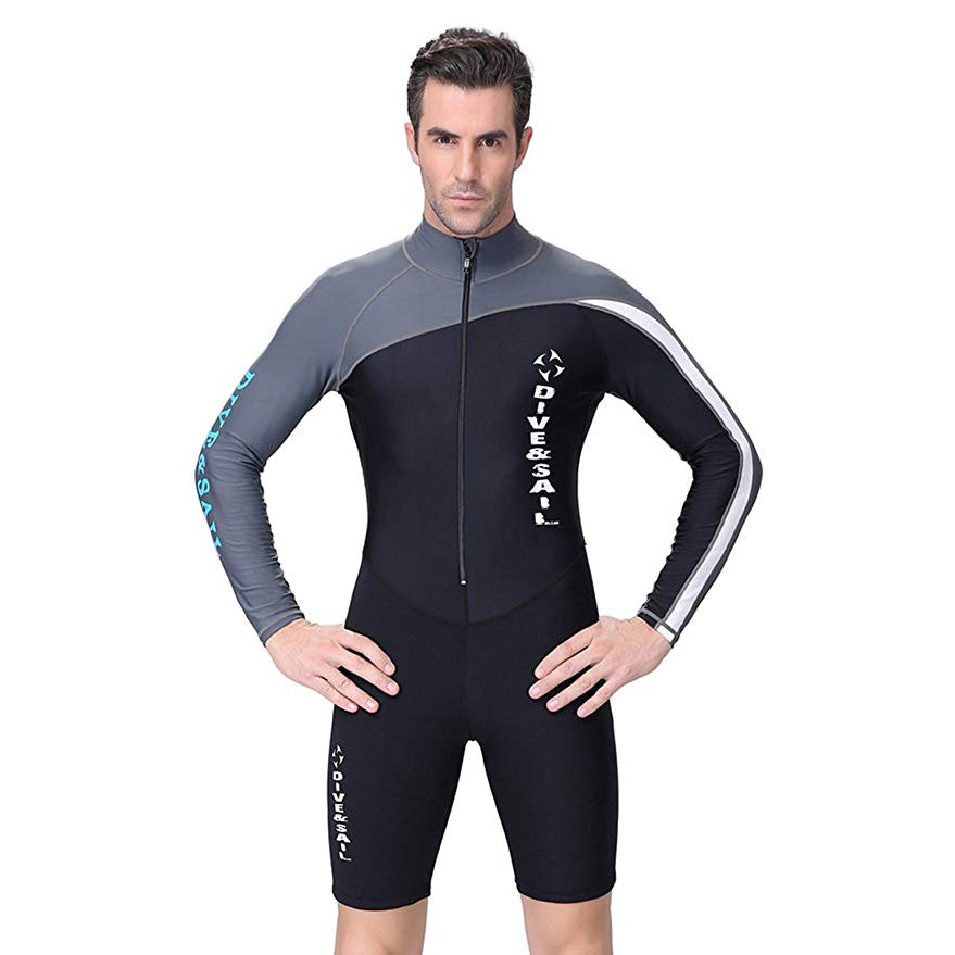 Bộ Bơi Liền Thân Giữ Nhiệt Bán Thân 1.5mm Dài Tay Đen Ghi