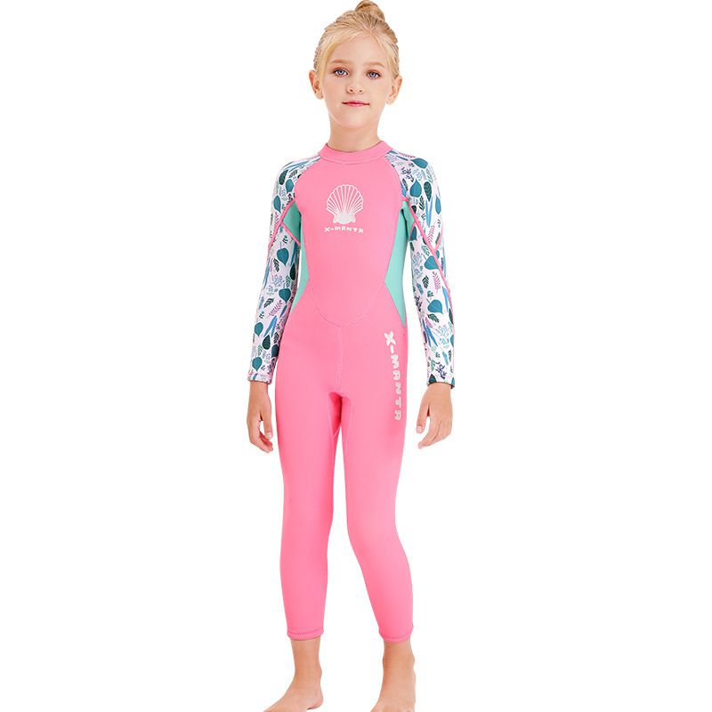 Đồ Bơi Giữ Nhiệt Cho Bé Gái Liền Thân Dài Tay Dày 2.5mm WS556 Hồng - ProSwim.vn