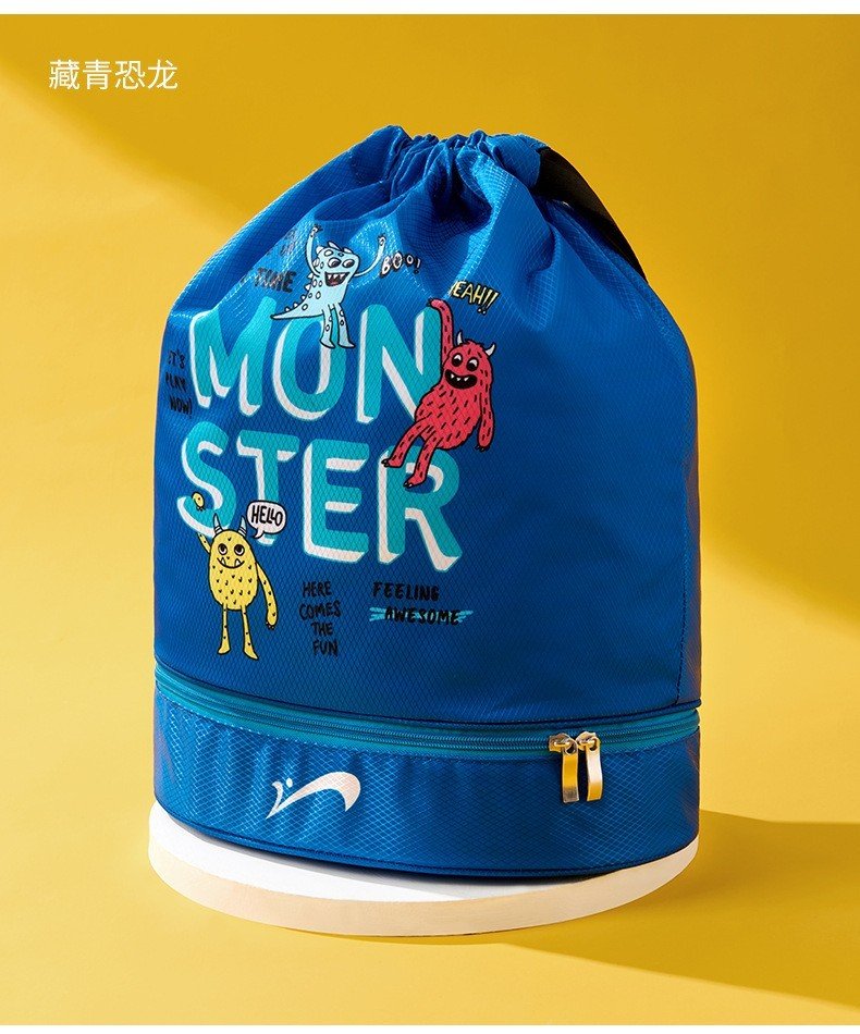 Túi Đựng Đồ Bơi 2 Ngăn Đồ Khô Đồ Ướt Cho Bé Rút Mép Thành Balo – Hoạ Tiết Monster